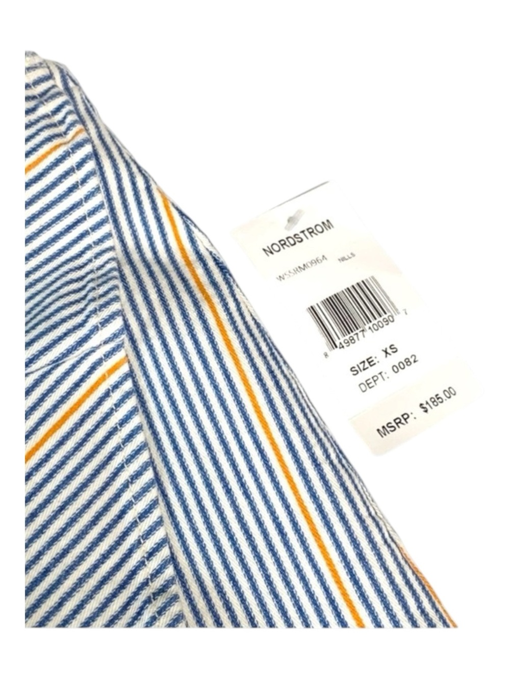 new 3x1 ᯾ Jane Ruffle Stretch Denim Mini Skirt ᯾ Blue Ticking Stripe ᯾ XS ᯾ Chic - Picture 11 of 16